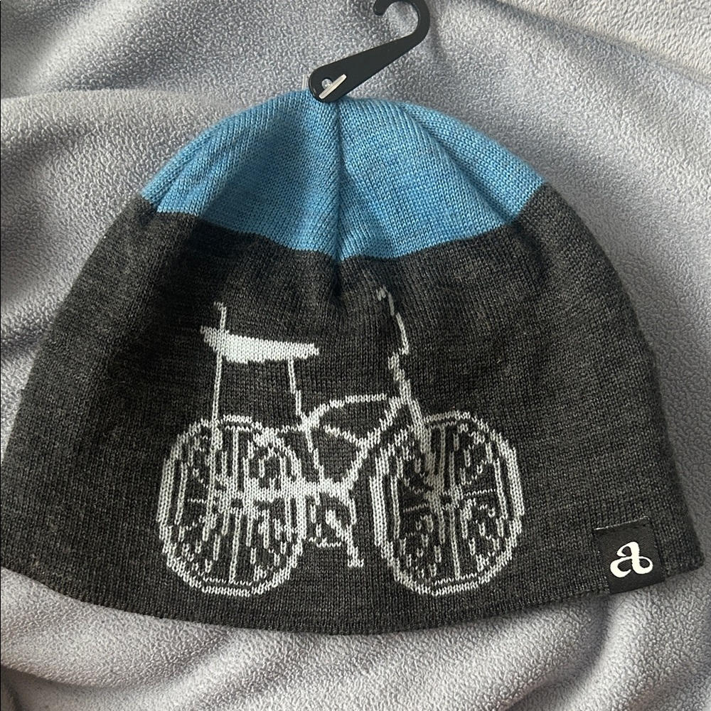 Kids Blue and Gray Bicycle Beanie